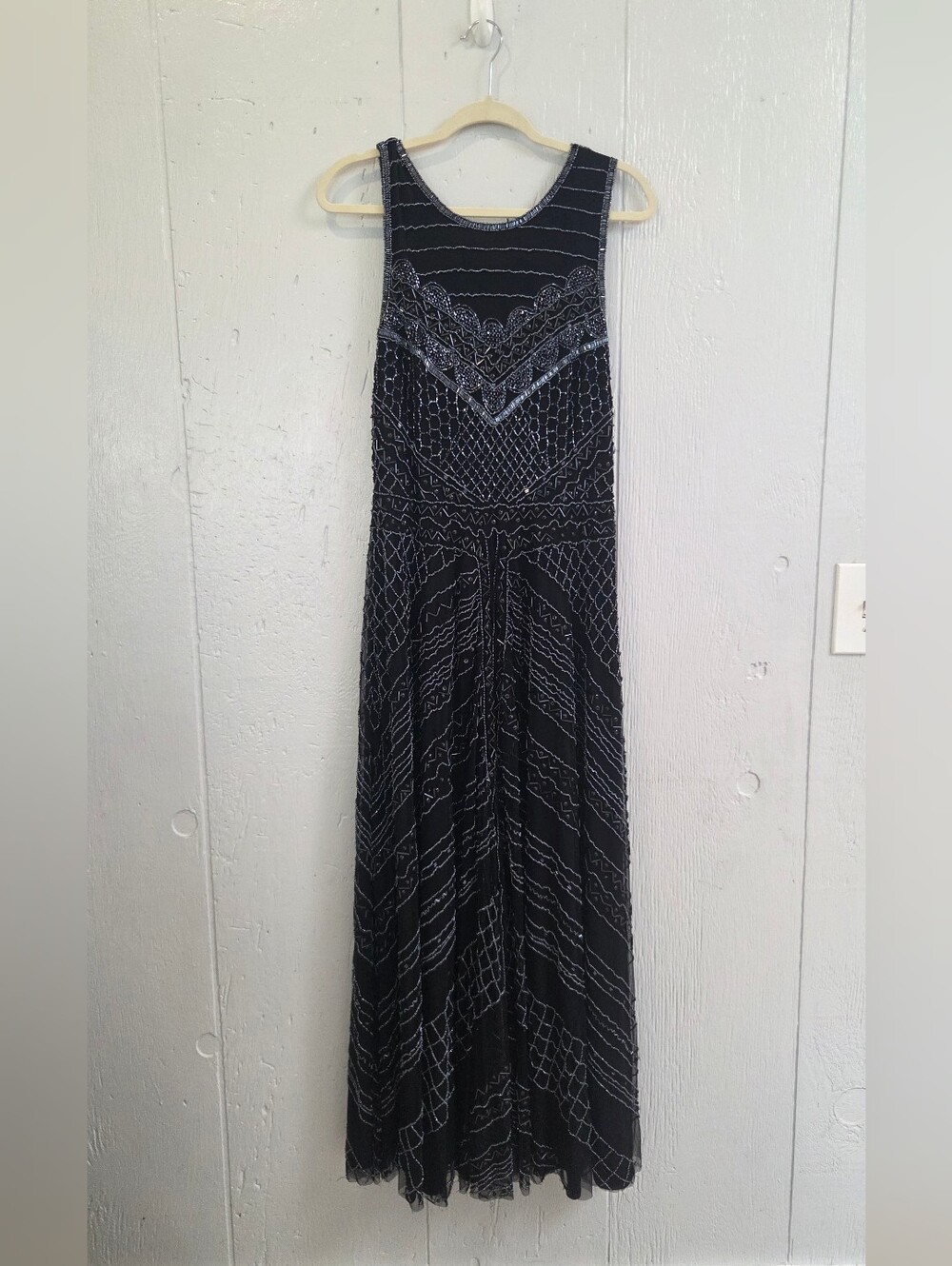 Pisarro Nights Black Beaded Sleeveless Maxi Dress